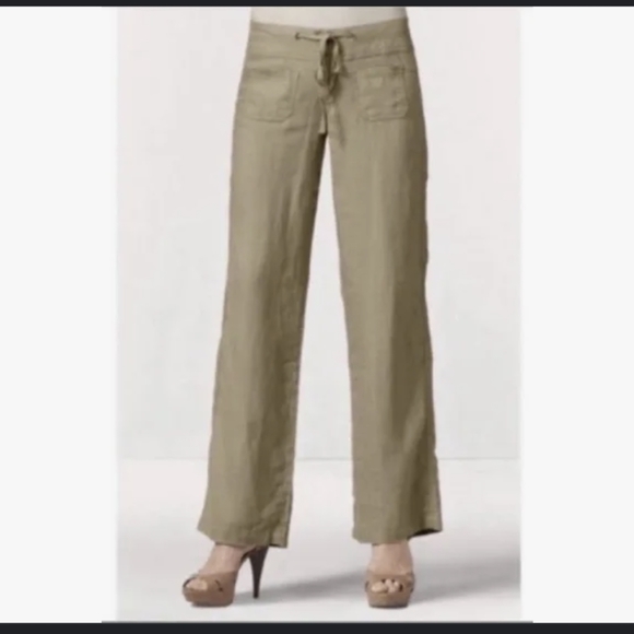CAbi Pants - Cabi Wide Leg Olive Khaki All Linen Pants Medium